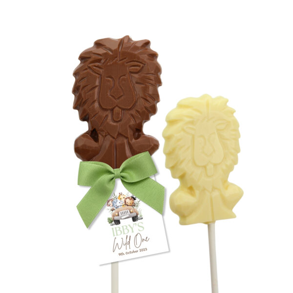 Lion shaped chocolate lollipops