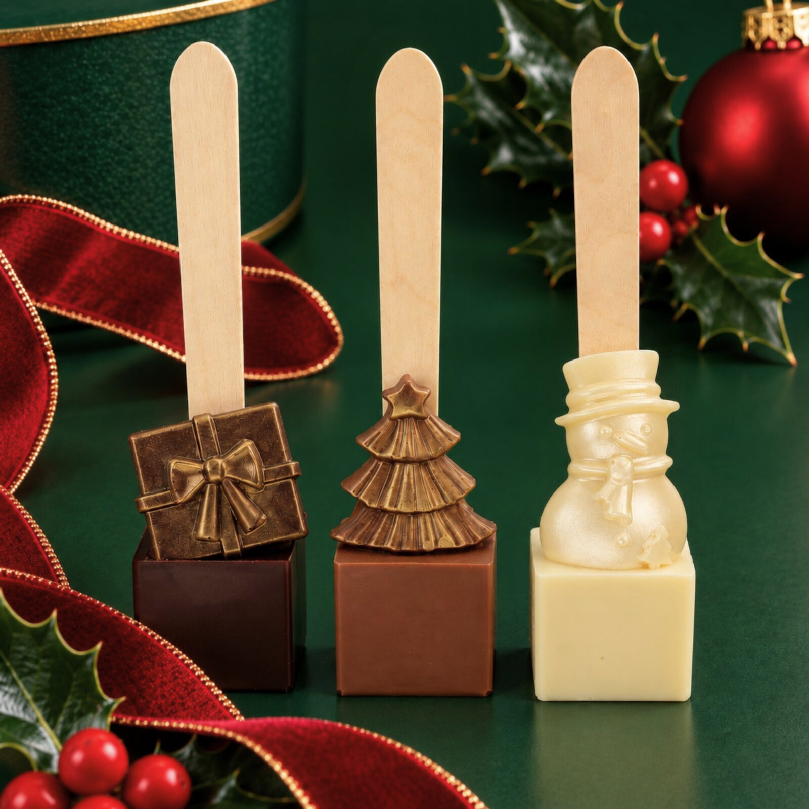 Trio of Christmas hot chocolate spoons