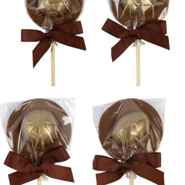 Sports Chocolate Lollipop (Football, Basketball, Rugby & Baseball)