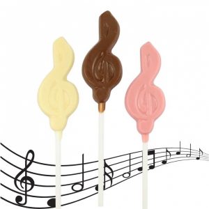 Music Note Treble Clef Chocolate Lollipops Party Favours personalised labels