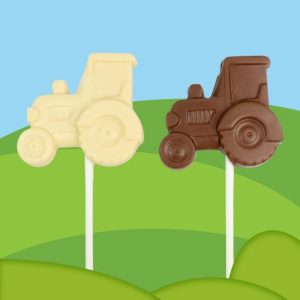 Tractor chocolate lollipops party favours personalised