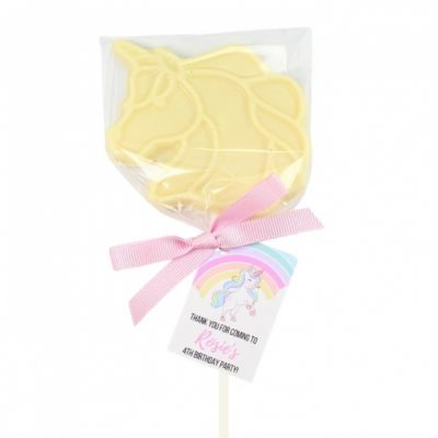 Large unicorn chocolate lollipops personalised party favours