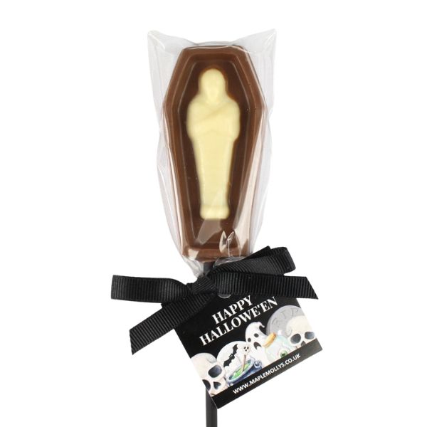 Halloween Mummy in coffin chocolate lollipop