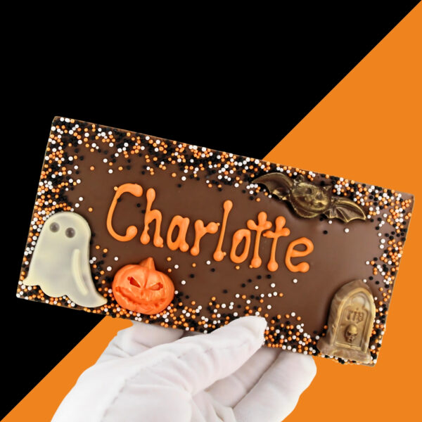 Halloween Personalised Name Belgian Chocolate Bar