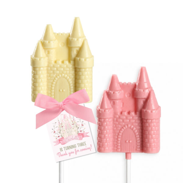 Castle shaped chocolate lollipops