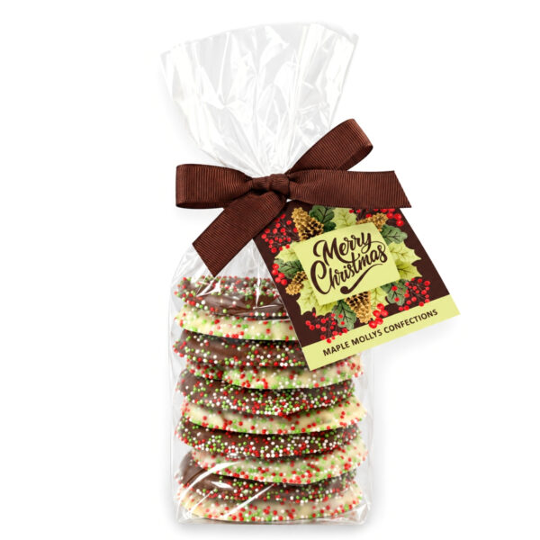 Christmas chocolate pretzel gift bag