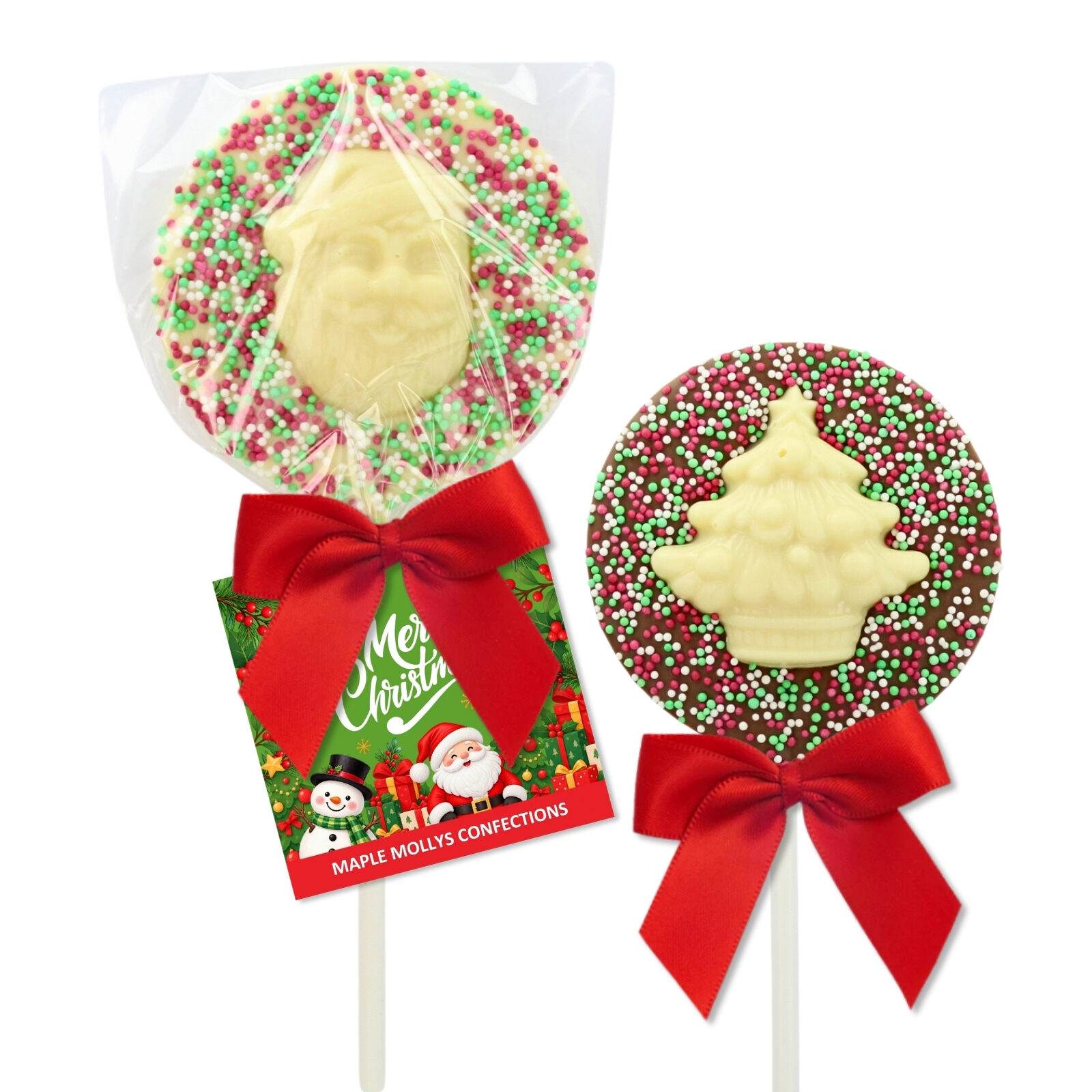 Christmas sprinkled chocolate lollipop