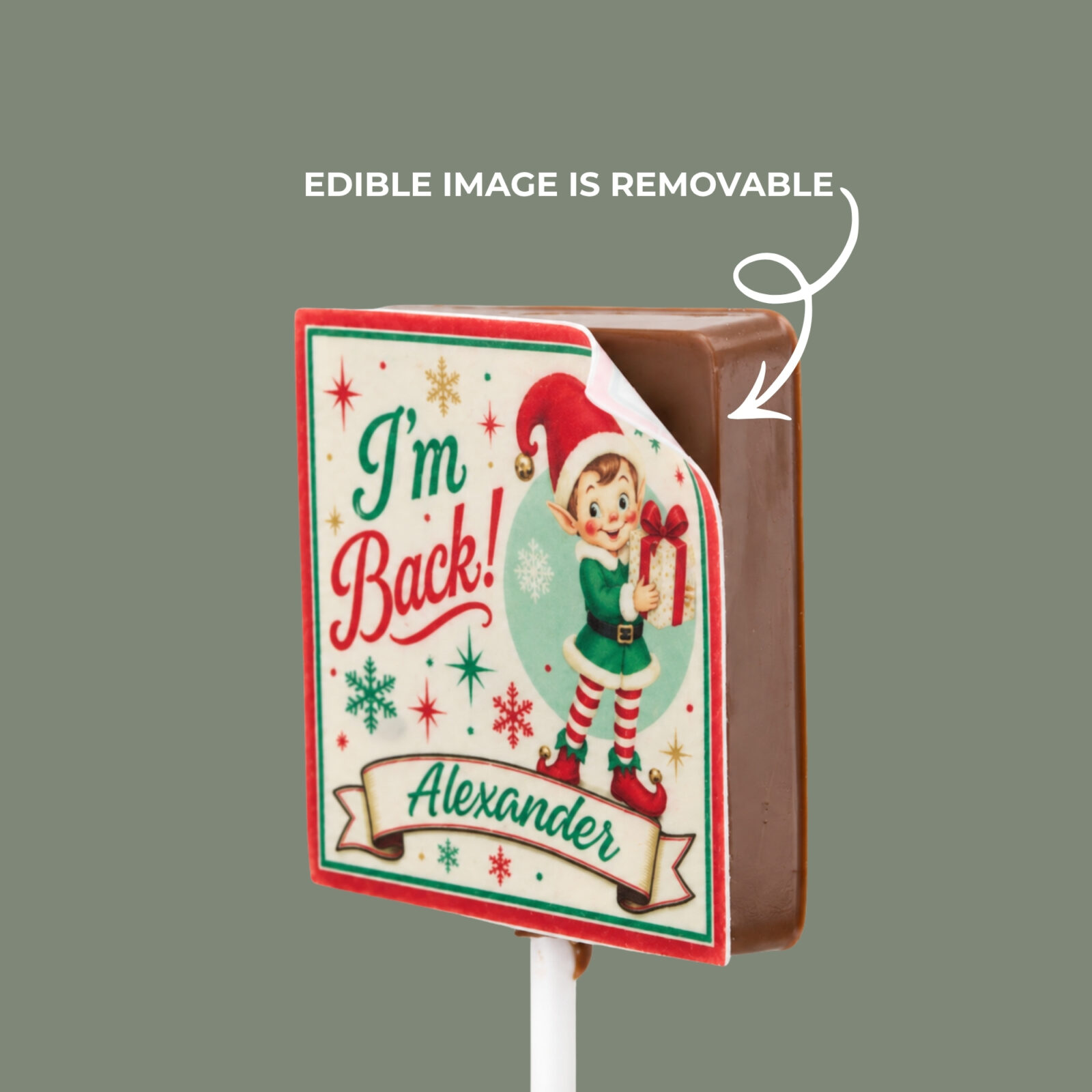 Personalised vintage Christmas Elf Lollipop
